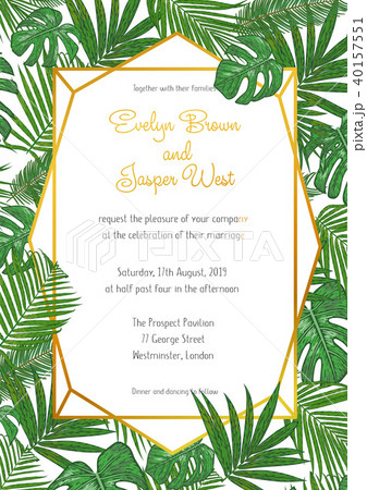 Wedding invitation in a gold  frame 40157551