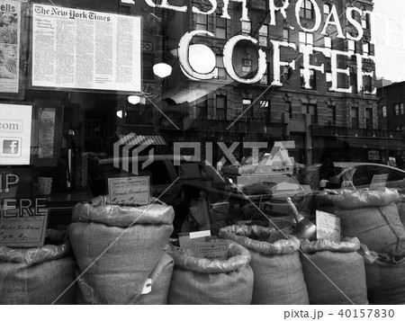 Coffee Shop Store Window in NY  Coffee Shop Store Window in NY  40157830