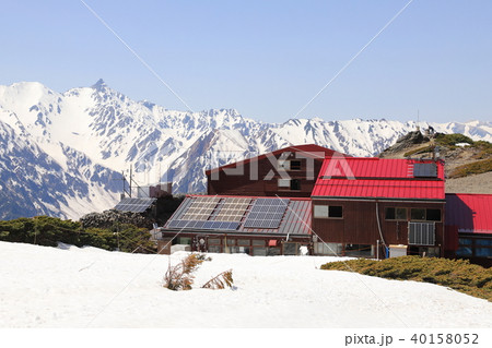 蝶ヶ岳ヒュッテと槍ヶ岳 40158052