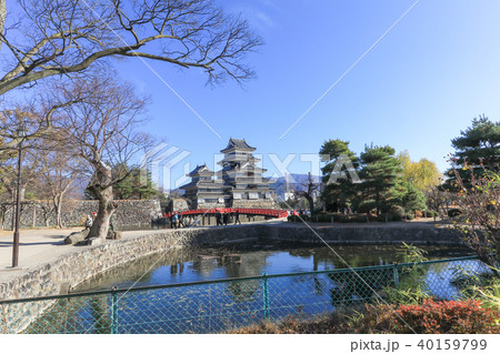 Matsumoto castle against  on blue sky background  40159799