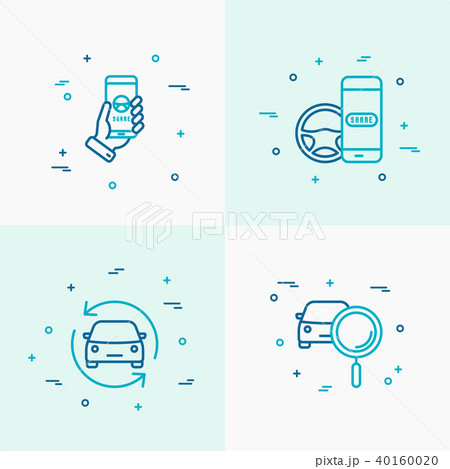 Car sharing thin line icons set 40160020