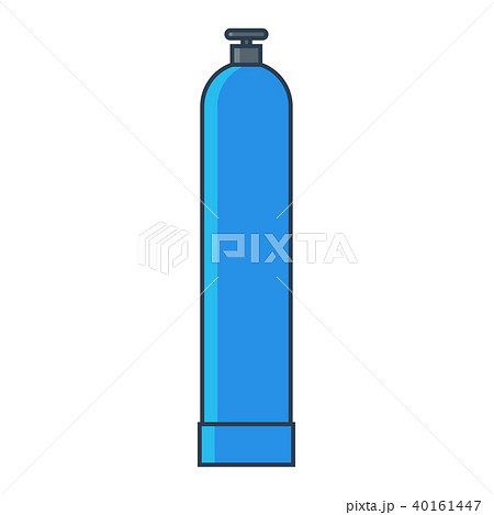 Blue Oxygen gas tank. Flat line vector illustration. Blue Oxygen gas tank. Flat line vector illustration. 40161447