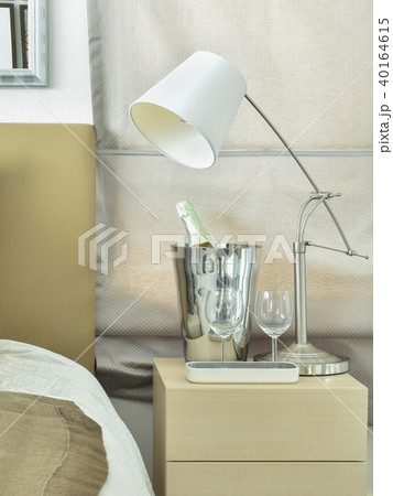 table lamp with empty glasses and wine bottle table lamp with empty glasses and wine bottle 40164615