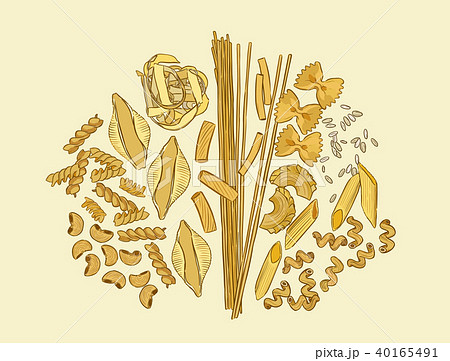 Pasta set. type of pasta hand draw sketch vector. Pasta set. type of pasta hand draw sketch vector. 40165491
