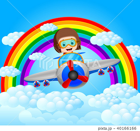 funny pilot riding plane with rainbow scenery funny pilot riding plane with rainbow scenery 40166166