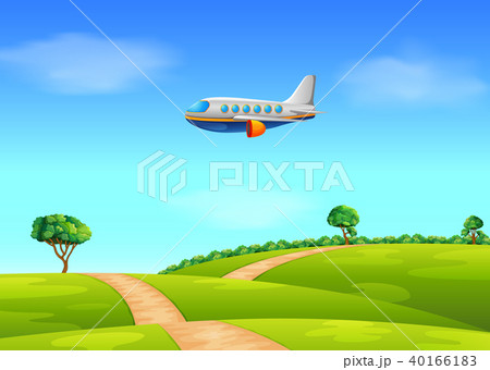 a passenger plane flying over field a passenger plane flying over field 40166183