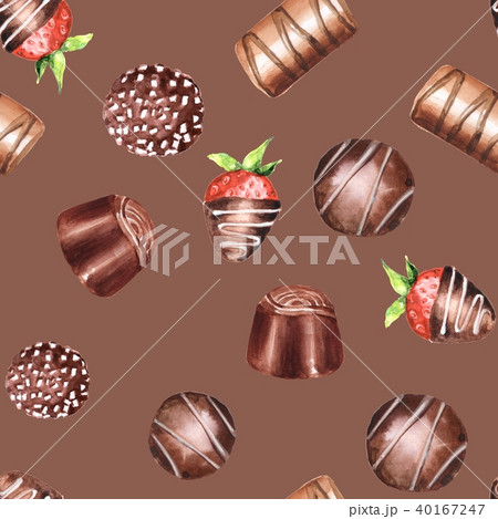 Chocolate candies, watercolor seamless pattern 2 40167247