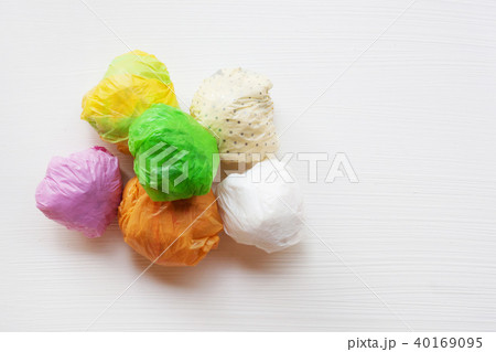 Colorful crumpled plastic bag. Colorful crumpled plastic bag. 40169095
