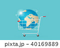 shopping cart with world globe, digital online 40169889