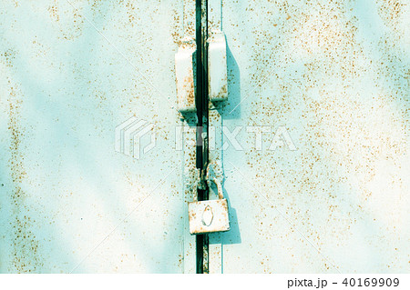 closeup metal door with lock, grungy style 40169909