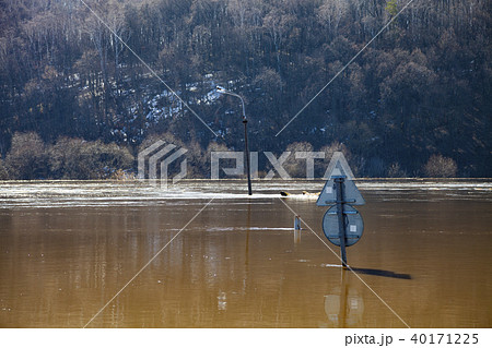 Flooded traffic signs. Flooded traffic signs. 40171225