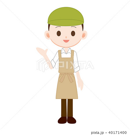 ナチュラルなエプロンを着た男性店主 40171400