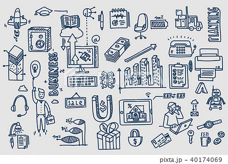 Business Doodles Hand Drawn Vector Elements And のイラスト素材