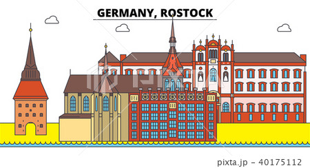 Germany, Rostock. City skyline, architecture, buildings, streets, silhouette, landscape, panorama 40175112