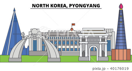 North Korea, Pyongyang. City skyline, architecture, buildings, streets, silhouette, landscape North Korea, Pyongyang. City skyline, architecture, buildings, streets, silhouette, landscape 40176019