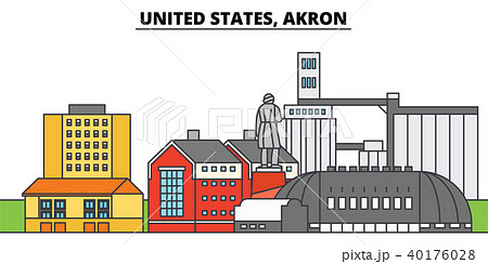 United States, Akron. City skyline, architecture, buildings, streets, silhouette, landscape 40176028