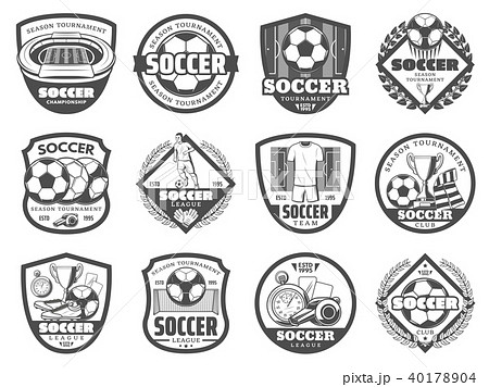 Football or soccer league heraldic shield badge Football or soccer league heraldic shield badge 40178904