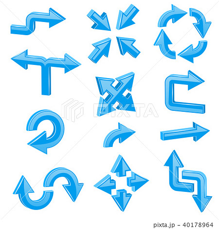 Blue 3d arrows. Set of different shiny web signs 40178964
