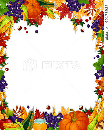 Autumn vector acorn leaf, pumpkin harvest poster Autumn vector acorn leaf, pumpkin harvest poster 40178987