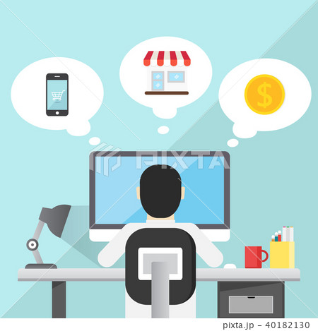 Business Man Sitting Desk Office 40182130