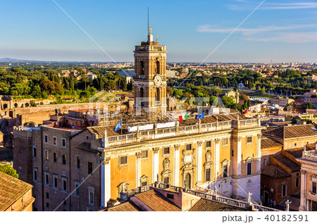 View of Palazzo Senatorio on the Capitoline Hill in Rome 40182591