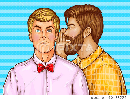 Vector pop art men whisper about sales 40183225