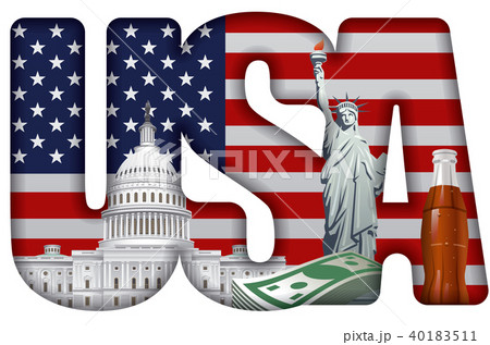 usa incscription with landmarks 40183511