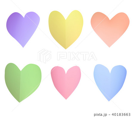 A set of multi-colored pastel paper hearts. 40183663