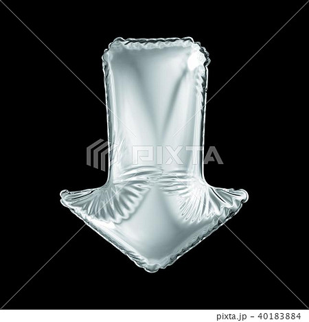 Silver arrow icon made of inflatable balloon isolated on black background. Silver arrow icon made of inflatable balloon isolated on black background. 40183884
