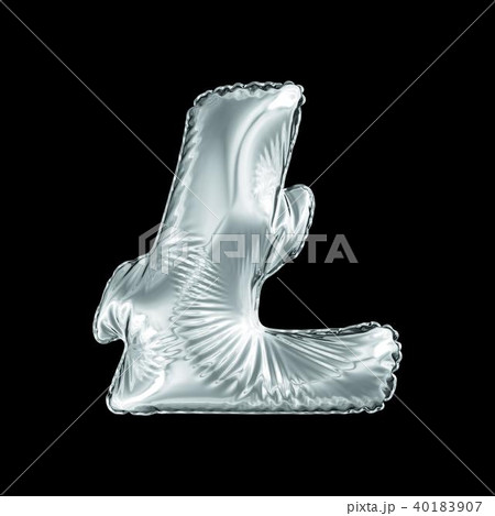Silver symbol LiteCoin made of inflatable balloon isolated on black background 40183907