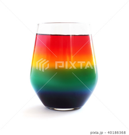 Rainbow Jello dessert in glass isolated 40186368