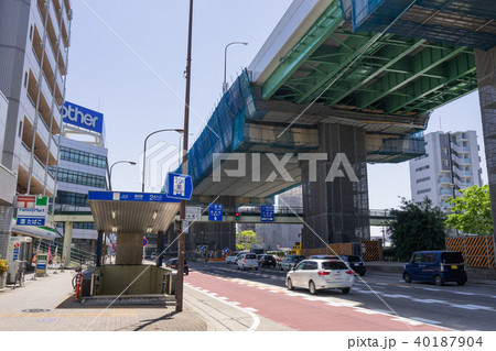 名古屋市瑞穂区　国道1号線　地下鉄堀田　交差点　名古屋市営地下鉄堀田駅2番出入口 40187904