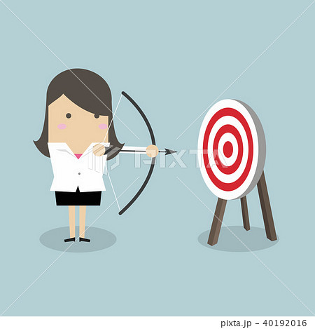Businesswoman With Archery Bow And Target のイラスト素材