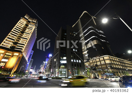 日本の東京都市景観 東京ミッドタウン日比谷など、街並みを望む(夜景) 日本の東京都市景観 東京ミッドタウン日比谷など、街並みを望む(夜景) 40193362