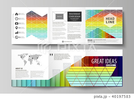 Business templates for tri fold square brochures. Leaflet cover, vector layout. Bright color Business templates for tri fold square brochures. Leaflet cover, vector layout. Bright color 40197583