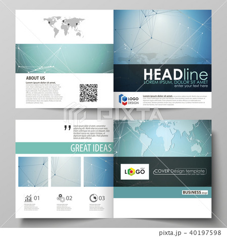 The minimalistic vector illustration of the editable layout of two covers templates for square 40197598