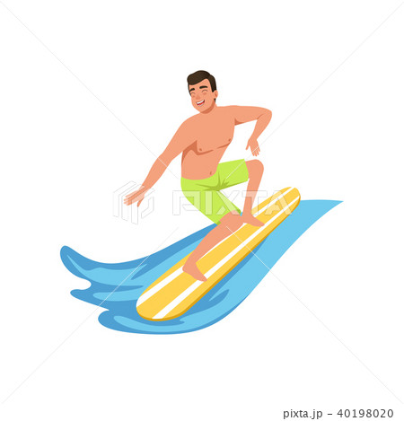 Male surfer on surf board, water sport activity vector Illustration on a white background Male surfer on surf board, water sport activity vector Illustration on a white background 40198020