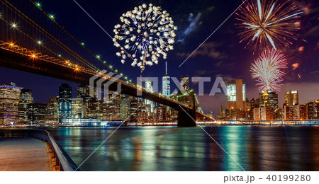 Fireworks over Manhattan, New York City. Fireworks over Manhattan, New York City. 40199280