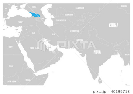 Georgia blue marked in political map of South Asia and Middle East. Simple flat vector map Georgia blue marked in political map of South Asia and Middle East. Simple flat vector map 40199718