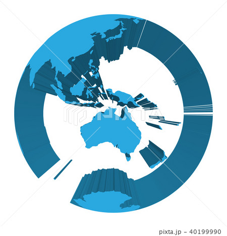 Earth globe model with blue extruded lands. Focused on Australia. 3D vector illustration 40199990