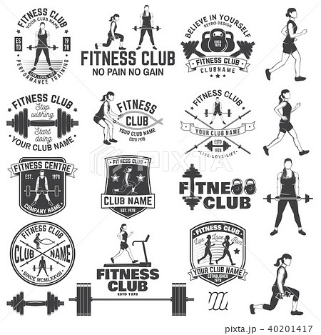 Fitness club badges. Vector. For fitness centers emblems, gym signs and others. 40201417