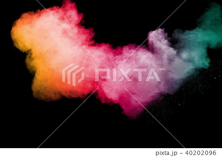 Multi color powder explosion isolated on black Multi color powder explosion isolated on black 40202096
