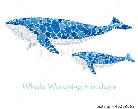 モザイクアート クジラのイラスト素材