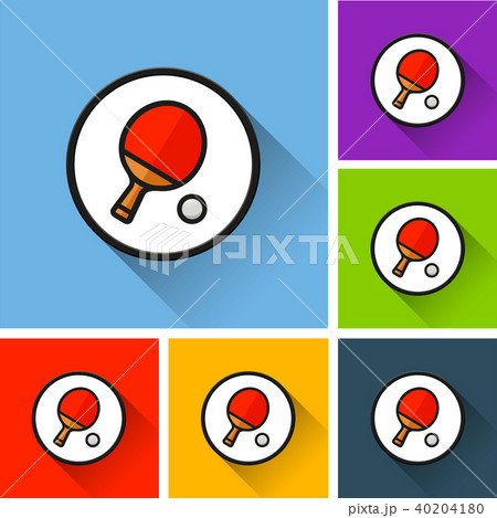 table tennis icons with long shadow 40204180