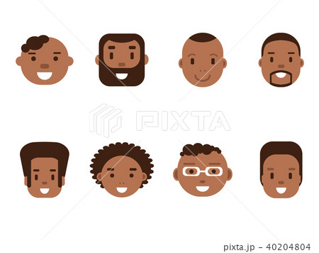 Set of African American male avatars, flat style Set of African American male avatars, flat style 40204804