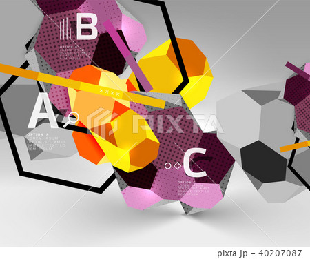 3d hexagon geometric composition, geometric digital abstract background 40207087
