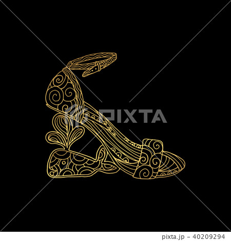 Woman sandals or lady shoe, golden ornament 40209294