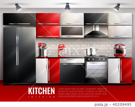 Kitchen Realistic Illustration 40209495