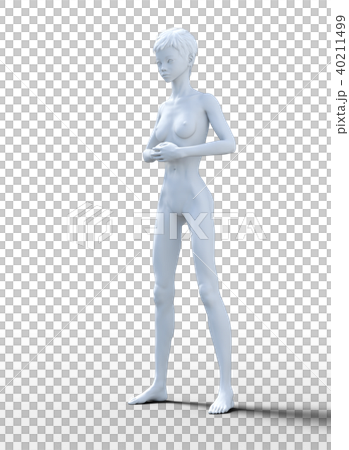 人体模型　女性　ホワイトフルヌード　perming3DCG　イラスト素材 40211499
