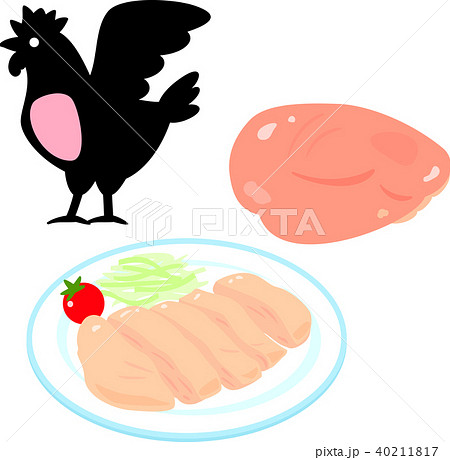 鶏むね肉 生肉と鶏肉料理のイラスト素材